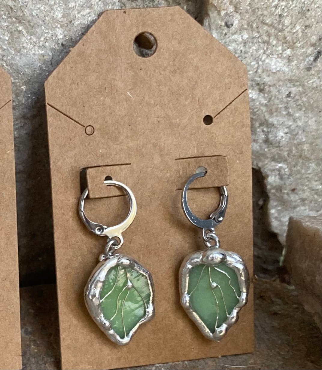 Small Leaf Hoop Earrings