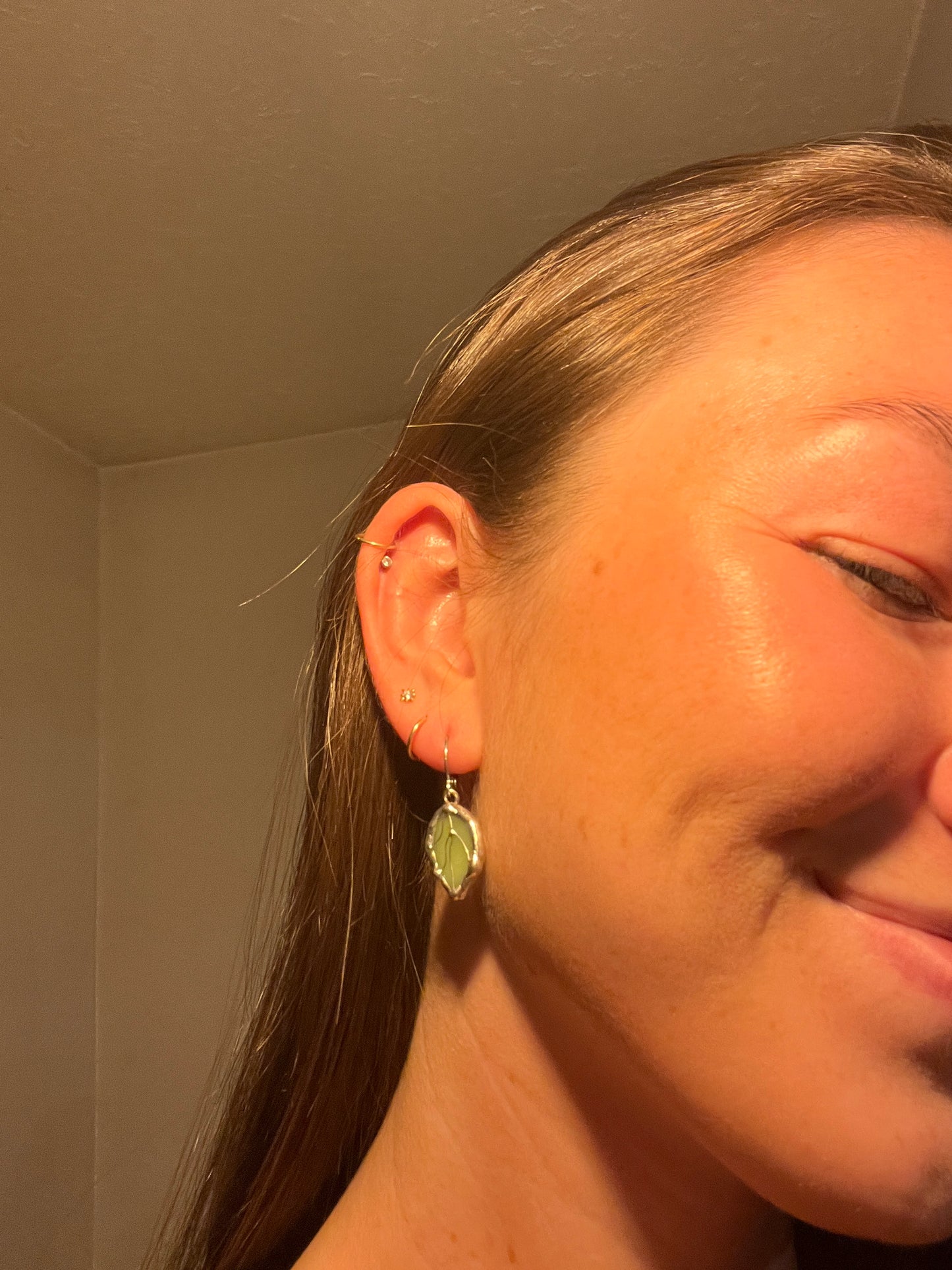Small Leaf Hoop Earrings